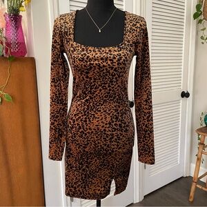 Velvet-y Cheetah Long Sleeve Dress